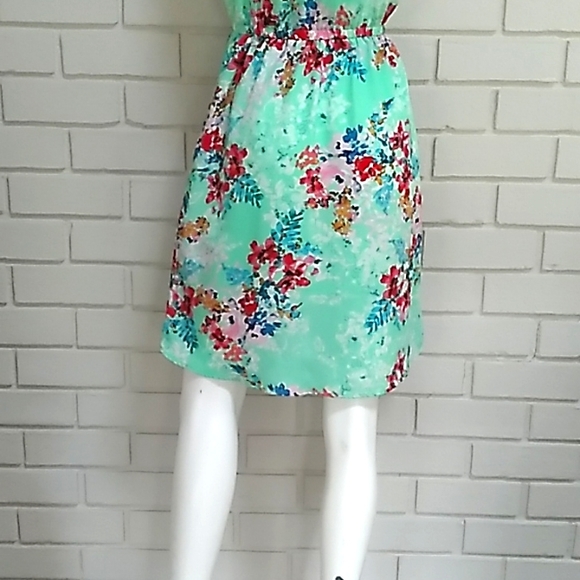BeBop Floral High Low Criss Cross Elastic Tie Waist Mini Dress. Size Small - Picture 8 of 10